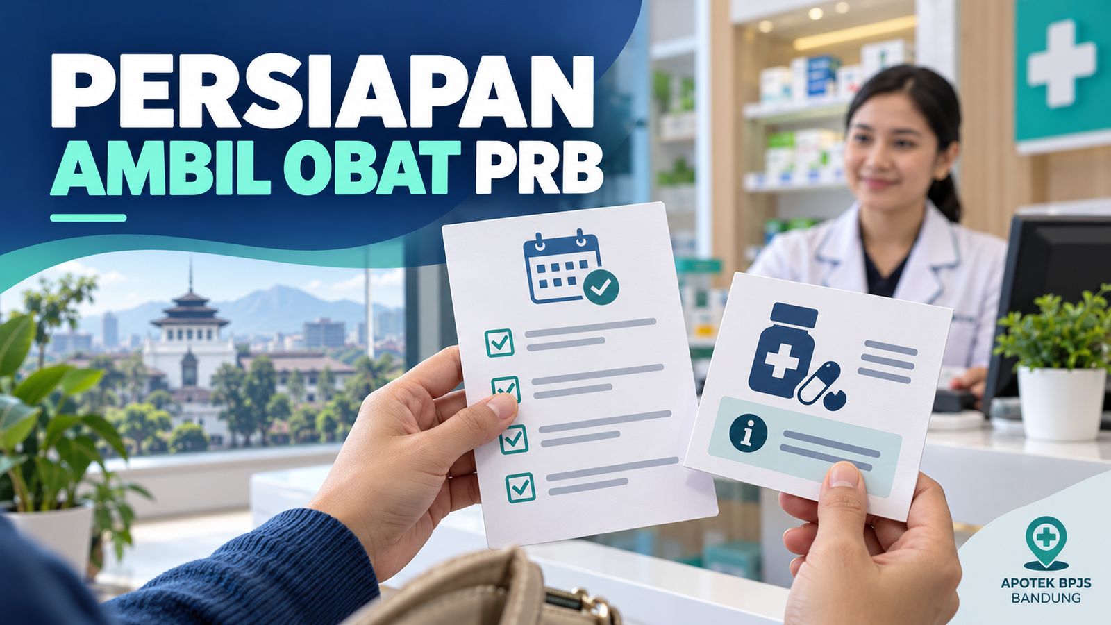 Ilustrasi checklist persiapan informasi sebelum mengambil obat PRB di apotek
